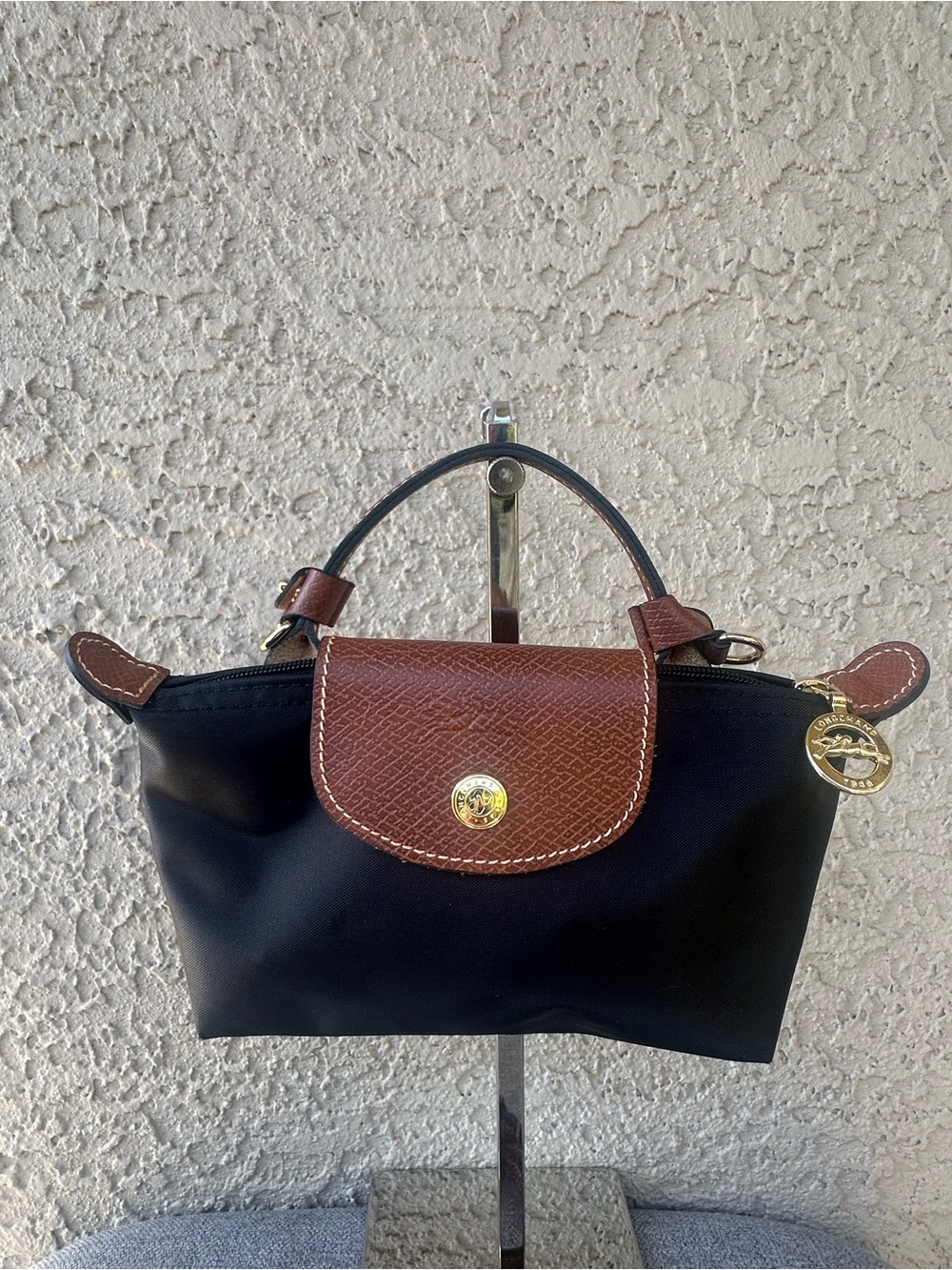 Longchamp Le Pliage mini  Black Nylon crossbody bag- strap is replace only